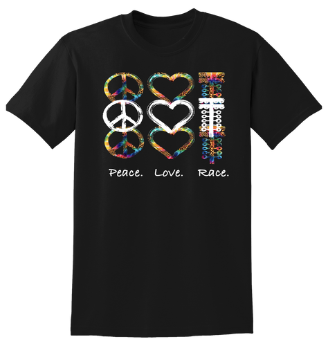 Peace. Love. Race. Adult Tee