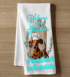 Red Dachshund Kitchen Towel